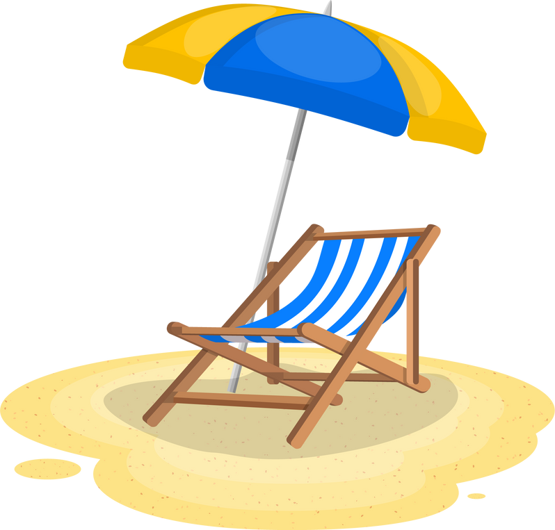 Umbrella and sun lounger on the beach